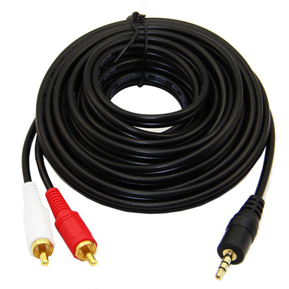 Cable de Audio AUX 3.5mm (M ) a 2 RCA (M), Longitud 11 Metros, Color Negro, XCASE AUD35M2RCA11