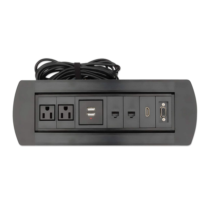 Caja de Conexión para Mesa, con Conectividad USB, Red, HDMI, VGA, Color Negro, MANHATTAN 164856