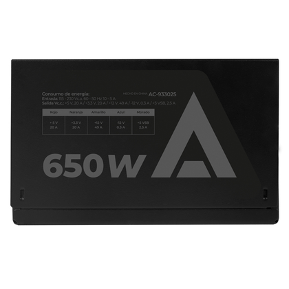 Fuente de Poder FS650, ATX 650W, 1x20+4 Pin + 1xAtx 4 + 2x SATA + 2xMolex 4 Pin + 1x, Color Negro, ACTECK AC-933025