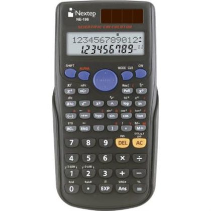 Calculadora Científica, 10+2 Dígitos, Doble Línea, 240 Funciones, Batería Solar, NEXTEP NE-196