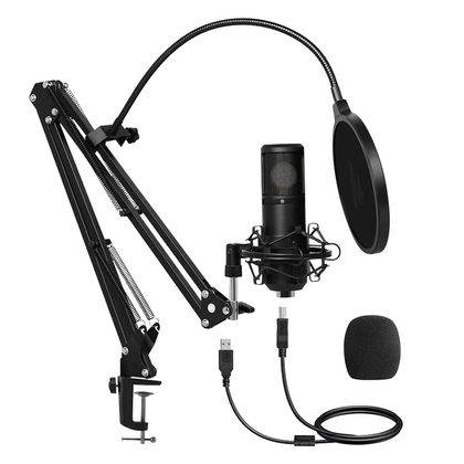 Micrófono Stelar MC970 de Condensador, Filtro Anti-Pop, Brazo Articulado, Color Negro, BALAM RUSH BR-932967