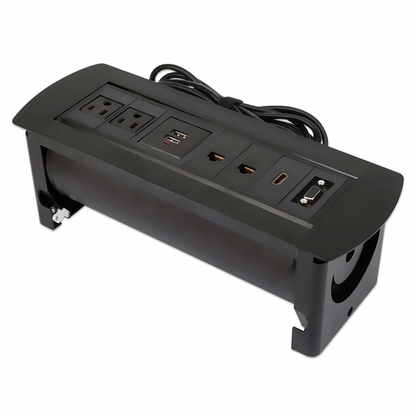 Caja de Conexión para Mesa, con Conectividad USB, Red, HDMI, VGA, Color Negro, MANHATTAN 164856