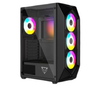 Gabinete Gamer, Mini-Tower, ATX/Micro ATX/Mini-ATX, Panel Lateral de Cristal Templado, 4 Ventiladores Incluidos, RGB, No Incluye Fuente de Poder, Color Negro, OCELOT POLYGON-E5