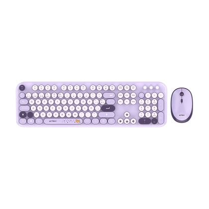 Kit de Teclado y Ratón (Mouse) Modelo, Creator Chic K-Colors MK485 Inalámbrico (USB), Color Morado, ACTECK AC-940214