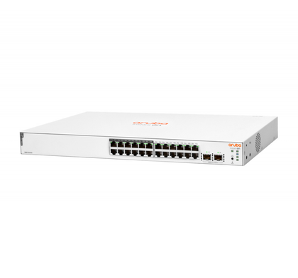 Switch Gigabit Ethernet Aruba Instant On 1830 24G, 24 Puertos Class4 PoE 10/100/1000Mbps + 2 Puertos SFP, 195W, 52 Gbit/s, 16.000 Entradas - Administrable, HPE JL813A