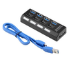 Concentrador (Hub) USB 3.0, 4 Puertos Con Switch, EASY TECH HUB3-4