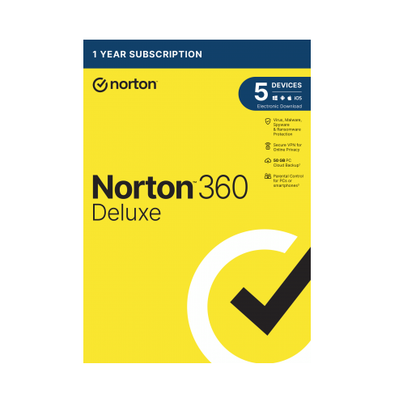 Antivirus Norton 360 Deluxe, Duración 1 Año, 5 Dispositivos, Windows / Mac OS, Android, NORTON 21430635