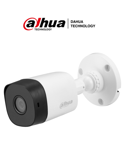 Cámara Bala (Bullet), 5 MP, Lente 2.8 mm, Angulo de 106°, Visión Nocturna IR Hasta 20 Metros, IP67, Compatible con CVI / CVBS /AHD / TVI, DAHUA DH-HAC-B1A51N-0280B