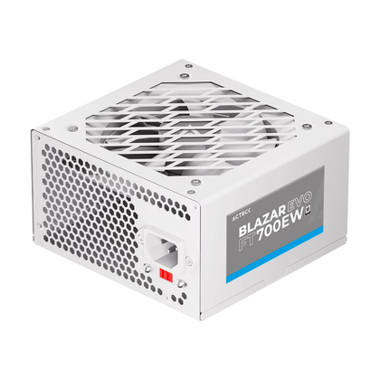 Fuente de Poder Blazar Evo FT700E, ATX 700W, 1x20+4 Pin + 1xEps 4+ Pin 4 + 2xPcie 6+2 Pin + 3xSata + 2xMolex 4 Pin, Color Blanco, ACTECK ES-05004EB