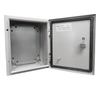 Gabinete de Acero IP66, Uso en Intemperie, (250 x 300 x 150 mm), con Placa Trasera Interior Metálica y Compuerta Inferior Atornillable (Incluye Chapa y Llave T), PRECISION PST-2530-15A