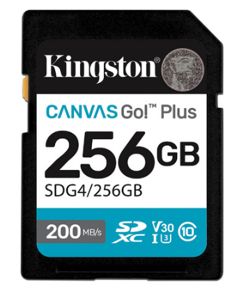 Memoria SDXC Canvas Go! Plus G4 de 256GB, Clase 10, UHS-1 U3, KINGSTON SDG4/256GB
