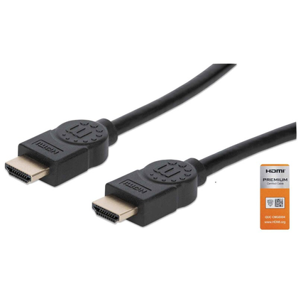 Cable de Video HDMI Alta Velocidad con Canal Ethernet Premium, 3 Metros, Color Negro, MANHATTAN 355353