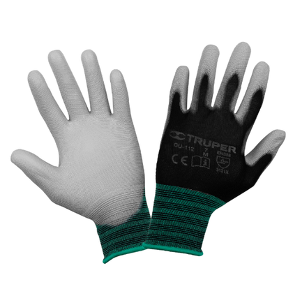 Guantes Textiles, de Nylon, con Recubrimiento de Poliuretano, Tamaño M, TRUPER GU-112