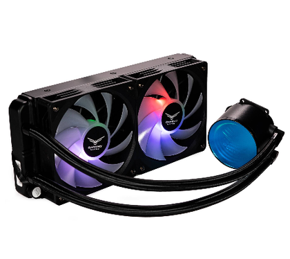Sistema de Enfriamiento Líquido Artico, 240mm, ARGB, 2x120mm, 600-1800RPM, Color Negro, NACEB NA-0651