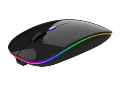 Ratón (Mouse) Inalámbrico Recargable Delgado/Silencioso RGB, USB, Color Negro, 1600 dpi, NEXTEP NE-412N