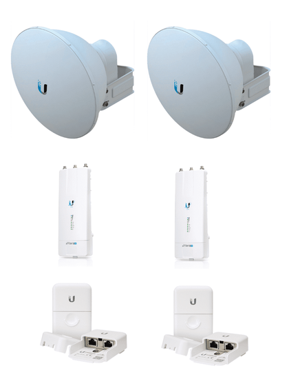 Kit Airfiber AF5X-HD con Antena Fiber 23 dBi Slam-45 para Enlace PTP Carrier Class BACKHAUL de 500 MBPS hasta 6 km, Banda Libre 5.8Ghz, AF-5XHD-23-S45UBIQUITI