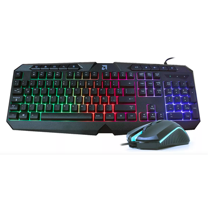 Kit Teclado y Ratón (Mouse) RGB, Royal Ultrex, Alámbrico, USB, Color Negro, AMD TP230503199-APP