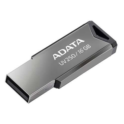 Memoria Flash USB 2.0, Modelo UV250, Metálica, 16GB, Color Negro/Plata, ADATA AUV250-16G-RBK