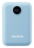 Power Bank (Cargador Portátil), 1 x USB (H) 1x USB-C (H), Capacidad: 10,000 mAh, Color Azul, ADATA PC10022-12LB