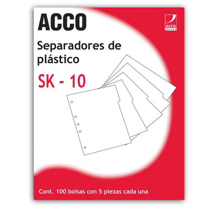 Separador Wilson Jones, SK-10 Plástico, Tamaño Carta, 5 Divisiones, Colores Surtidos, ACCO P0560