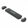 Gabinete para SSD, M.2", Aluminio, USB-A/USB-C, Color  Negro, MANHATTAN 130639