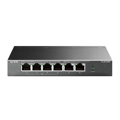 Switch Fast Ethernet, 6 Puertos 10/100Mbps (4x PoE+), 1.2 Gbit/s, 2.000 Entradas - No Administrable, TP-LINK TL-SF1006P