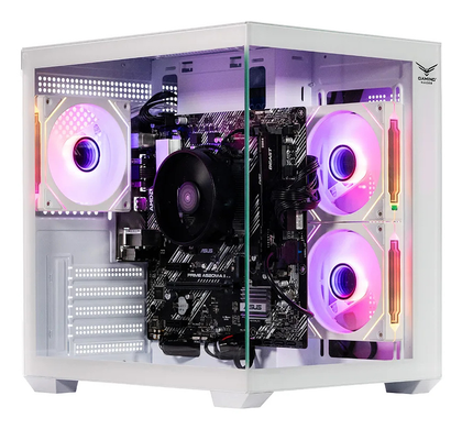 Gabinete Gamer Mini Torre, Mini-iTX/Micro-ATX, Panel Lateral y Frontal de Cristal Templado, 3 Ventiladores Instalados, Iluminación RGB, No Incluye Fuente de Poder, Blanco, NACEB NA-0636B