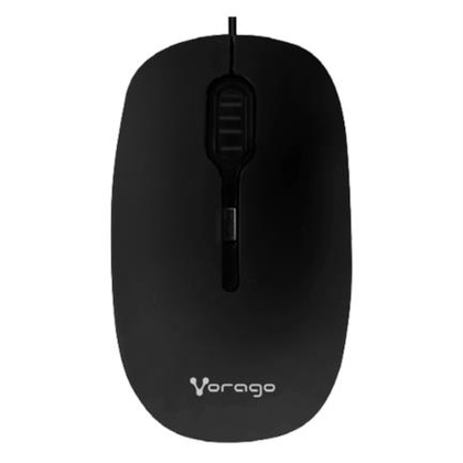 Ratón (Mouse) Óptico, Alámbrico USB, Resolución 800/1200 dpi, Color Negro, VORAGO MO-100