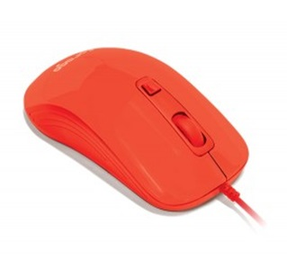 Ratón (Mouse) Óptico, Alámbrico (USB), Hasta 1600 DPI, Color Naranja, VORAGO MO-102-NA
