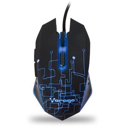 Ratón (Mouse) Gamer, Alámbirco (USB), Hasta 3200 DPI, 6 Botones, Iluminación LED, Color Negro, VORAGO MO-501