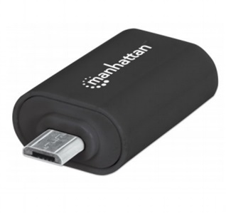 Adaptador Micro USB - USB (M-H), On-the-Go (OTG), Color Negro, MANHATTAN 406192