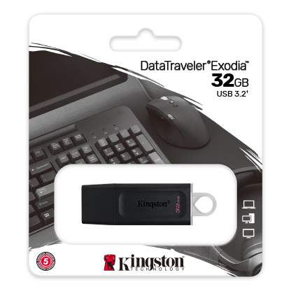 Memoria Flash USB 3.2, DataTraveler Exodia, Capacidad 32GB, Color Negro, KINGSTON DTX/32GB