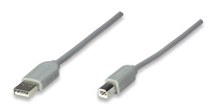 Cable de Datos USB-A - USB-B (M-M), Color Gris, Longitud 4.5 Metros, MANHATTAN 341028