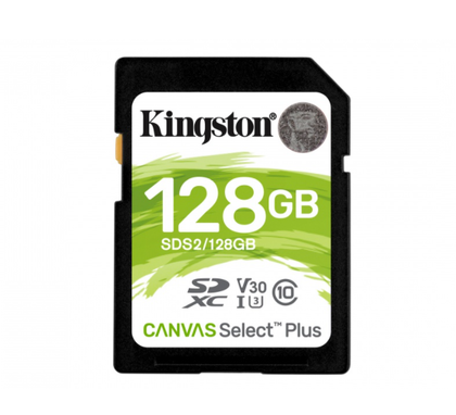 Tarjeta SDHC, Modelo Canvas Select Plus, Capacidad 128GB, Clase 10, KINGSTON SDS2/128GB