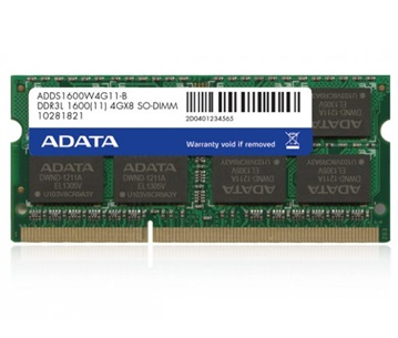 Memoria RAM DDR3L SO-DIMM, PC3-12800 (1600MHz), 4GB, 1.35V, CL11 ADATA ADDS1600W4G11-S