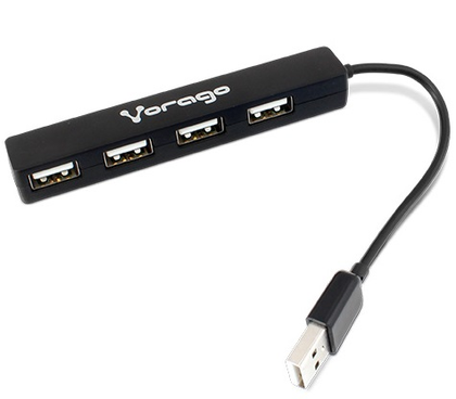 Adaptador USB 2.0 (HUB), 4 x USB 2.0, Hasta 480 Mbit/s, VORAGO HU-100