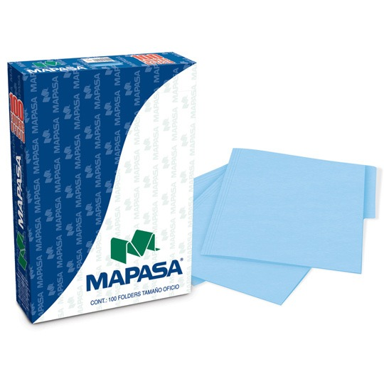 Folder Tamaño Oficio, Color Azul, Caja C/ 100 Piezas, MAPASA PA0002