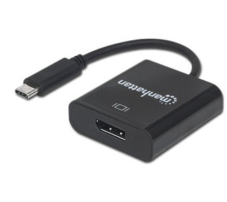 Adaptador de Video USB-C - DisplayPort (M-H), Color Negro, Longitud 0.21 Metros, MANHATTAN 152020