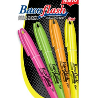 Resaltador de Textos Modelo BacoFlash, Punto Fino, Color Rosa Fluorescente, BACO MTXF-09-B1-RO