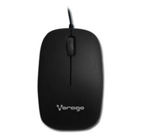 Ratón (Mouse) Óptico, Alámbrico (USB), Hasta 2400 DPI, Color Negro, VORAGO MO-206-BK