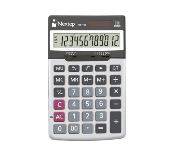 Calculadora Semi Escritorio, 12 Dígitos, Cubierta Metálica, NEXTEP NE-188