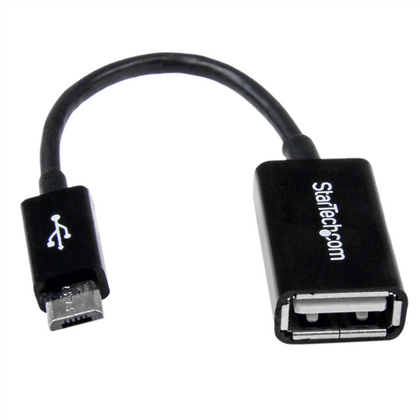 Adaptador Micro USB - USB (M-H), On-the-Go (OTG), Color Negro, Longitud 0.1 Metros, STARTECH UUSBOTG