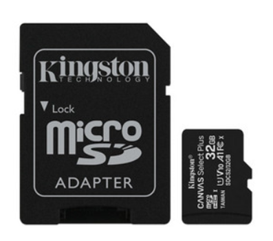 Tarjeta MicroSDHC, Modelo Canvas Select Plus, Capacidad 32GB, Clase 10, Incluye adaptador Micro SD, KINGSTON SDCS2/32GB
