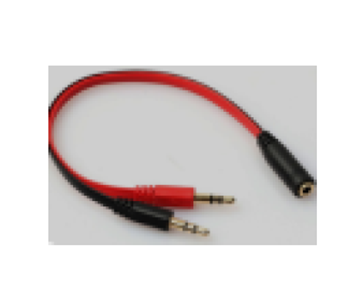 Adaptador de Micrófono/Audio 3.5 mm - 3.5 mm (2x M - 1x H), Color Negro/Rojo, GIGATECH SMA-50