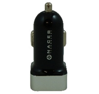 Cargador Para Auto, 2 x USB (H) (5V/2.4A), Color Negro, NACEB NA-601