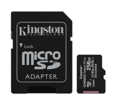 Tarjeta MicroSDXC, Modelo Canvas Select Plus, Capacidad 256GB, Clase 10, Incluye Adaptador SD, KINGSTON SDCS2/256GB