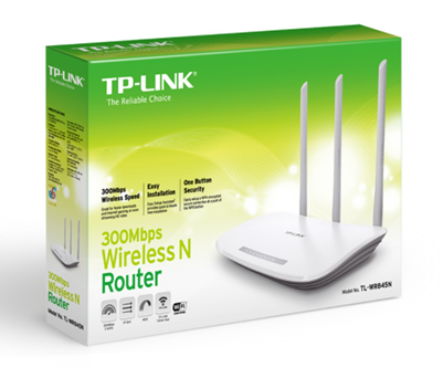 Router Inalámbrico WISP, 2.4 GHz, 300 Mbps, 3 Antenas Externas Omnidireccional 5 dBi, 4 Puertos LAN 10/100 Mbps, 1 Puerto WAN 10/100 Mbps, IPTV, IPV6, TP-LINK TL-WR845N