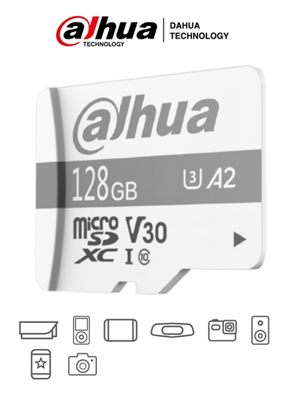 Memoria MicroSD de 128 GB UHS-I/ C10/U3/V30/A2, Velocidad de Lectura 100 MB/s, Velocidad de Escritura 60 MB/s, Especializada para Videovigilancia, DAHUA DHI-TF-P100/128 GB