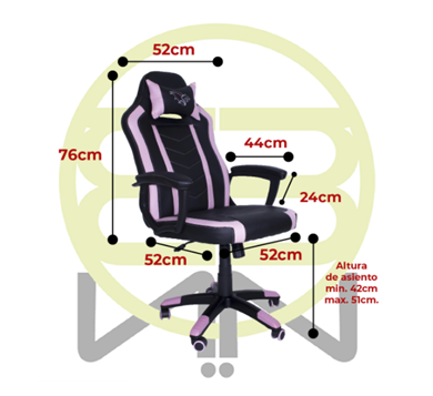 Silla Gamer Chaser, Reposa Brazos, Soporte Cervical y Lumbar, Color Rosa, Max. 110 Kg, CHASER CH-FIREPINK