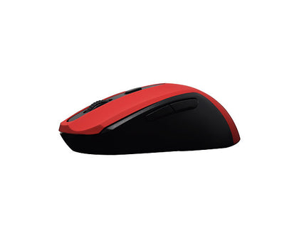 Ratón (Mouse) Óptico, Inalámbrico (USB), Hasta 1600 DPI, Color Rojo, NACEB NA-0116R